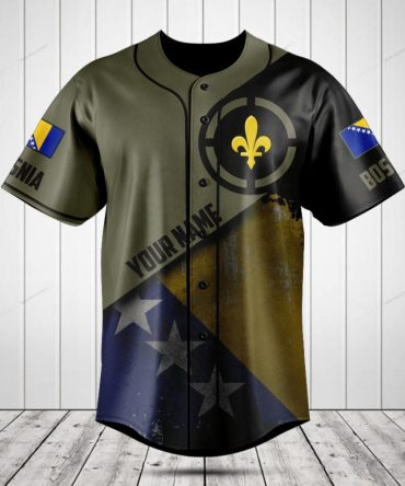 Custom Bosnia Flag Baseball Jersey – Personalized Design, Perfect Gift For Fans!