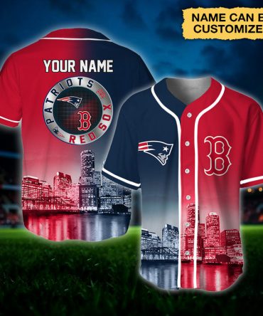 Customizable Patriots & Red Sox Skyline Jersey - Personalized Sports Fan Gift