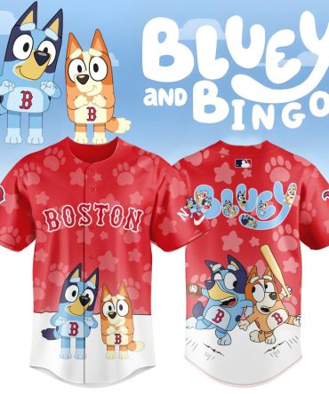 Bluey & Bingo Boston Baseball Jersey - Kids' Cartoon Sports Shirt - Fun & Playful Design