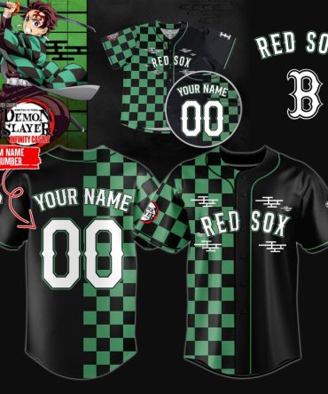 Custom Demon Slayer Red Sox Jersey - Add Your Name & Number - Anime Fans Must-Have!