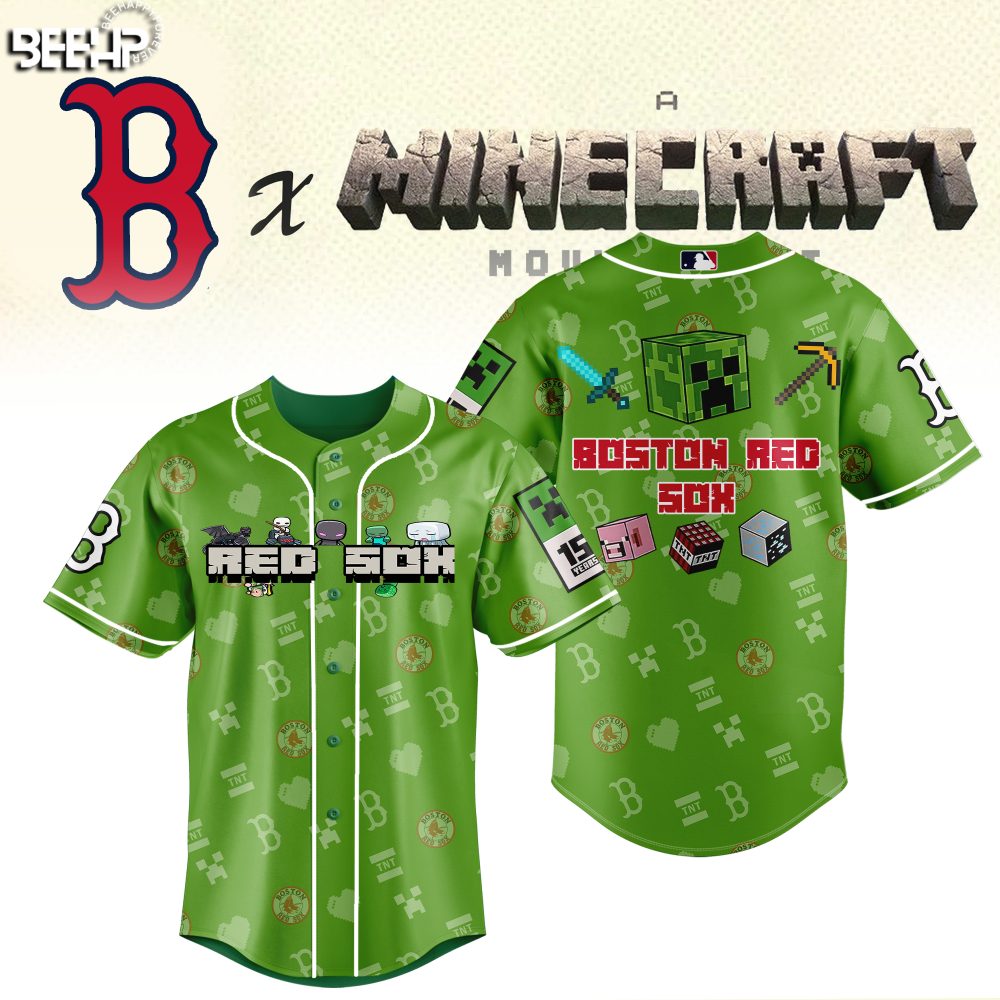 Limited Edition Boston Red Sox X Minecraft Green Jersey - Unique Gamer Apparel