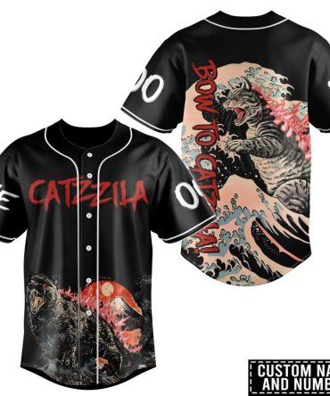 Custom 'Catzilla' Baseball Jersey - Unique Monster Cat Design, Personalized Name & Number