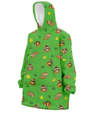 Bowser Pattern Mario Bros Hooded Blanket Hoodie
