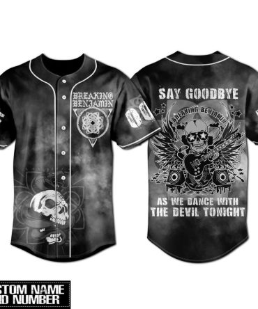 Custom Breaking Benjamin Baseball Jersey - Rock Band Skull Design - Personalized Name & Number