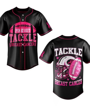 Support Breast Cancer Awareness: Pink Football Jersey - Tackle Breast Cancer Design