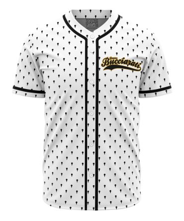 Stylish Bucciarati Baseball Jersey - White/Black Pattern, Comfortable Fit, Unisex Sportswear