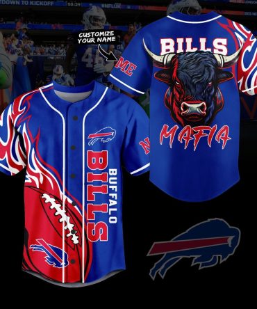Custom Buffalo Football Jersey - Bold Bull Design - Personalize Your Name - Perfect Fan Gear!