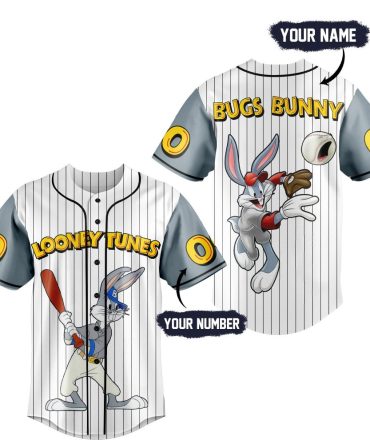 Personalized Looney Tunes Baseball Jersey - Custom Name & Number, Bugs Bunny Design