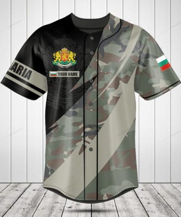 Custom Bulgarian Camo Baseball Jersey With Name - Personalize Your Style!
