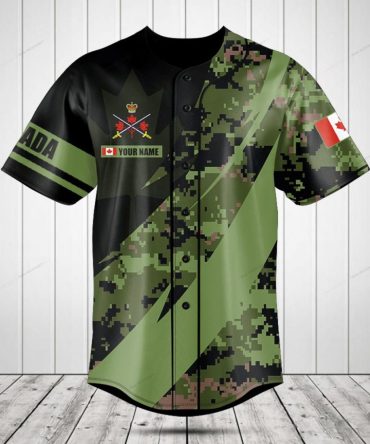 Custom Canada Camo Baseball Jersey – Personalized Name & Flag Design