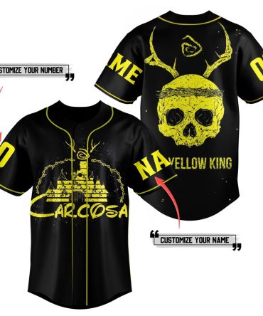 Customizable Black & Yellow Skull Baseball Jersey - Add Your Name & Number Today!
