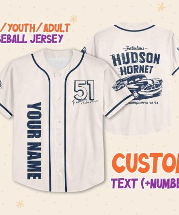 Custom Baseball Jersey For Kids/Youth/Adults – Personalize Name & Number, Vintage Hudson Hornet Design