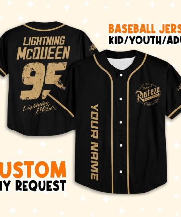 Custom Lightning Mcqueen Baseball Jersey For Kids/Youth/Adults - Personalize Your Name!
