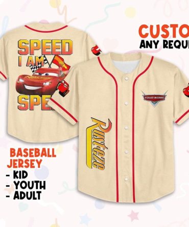 Customizable Kids/Adult Baseball Jersey - Speed Design, Perfect Gift For Racing Fans!