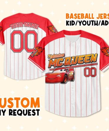 Custom Lightning Mcqueen Baseball Jersey - Youth/Adult Sizes - Personalize Name & Number!