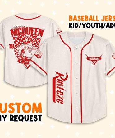 Custom Lightning Mcqueen Baseball Jersey - Kids/Youth/Adult Sizes - Personalize Your Name!