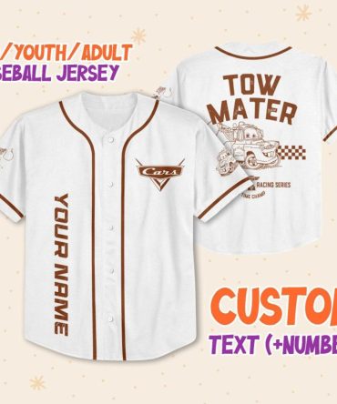 Customizable Kids/Youth/Adult Tow Mater Baseball Jersey – Add Name & Number!
