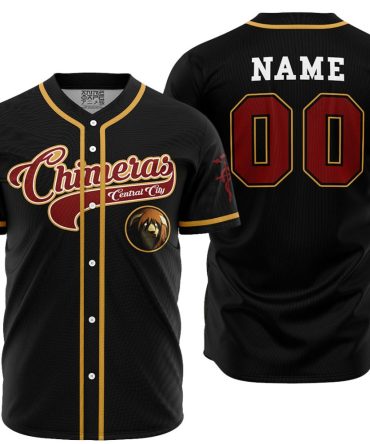 Customizable Black Chimera Baseball Jersey – Personalized Name & Number, Stylish Teamwear