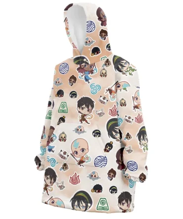 Chibi Avatar The Last Airbender Pattern Hooded Blanket Hoodie