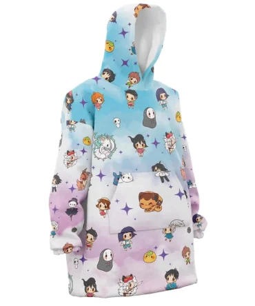 Chibi Ghibli Pattern Hooded Blanket Hoodie