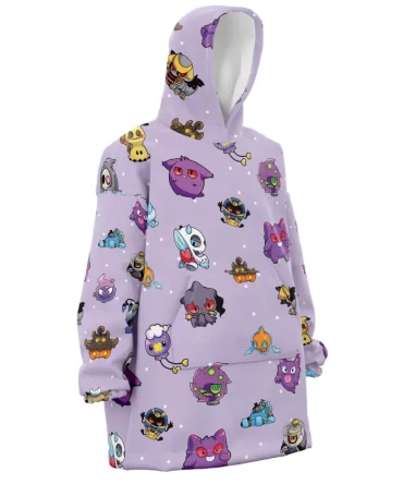 Chibi Ghost Pokemon Pattern Hooded Blanket Hoodie