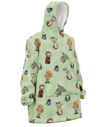 Chibi Jedi Masters Pattern Star Wars Hooded Blanket Hoodie