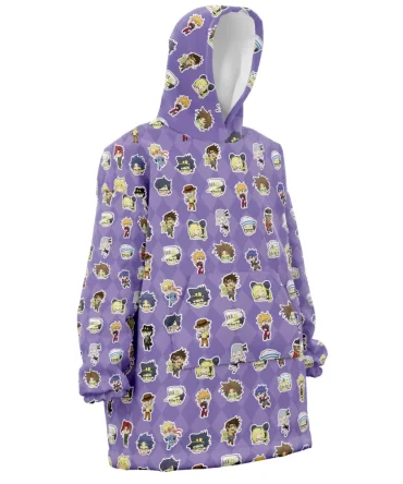 Chibi Jojo'S Bizarre Adventure Pattern Hooded Blanket Hoodie