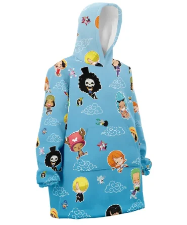 Chibi Straw Hat Crew Pattern One Piece Hooded Blanket Hoodie
