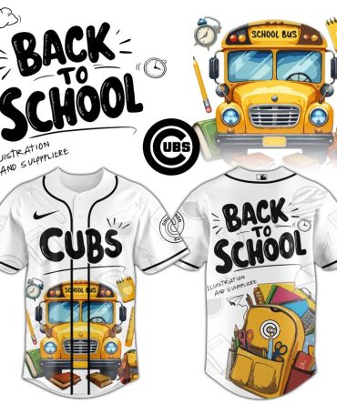 Back To School Cubs Baseball Jersey - Fun School Bus Design For Kids & Fans!