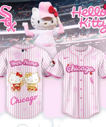 Custom Hello Kitty Chicago Baseball Jersey – Cute Pink Stripes & Personalization