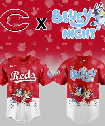 Cincinnati Reds X Bluey Night Limited Edition Kids' Baseball Jersey - Fun & Playful Design!