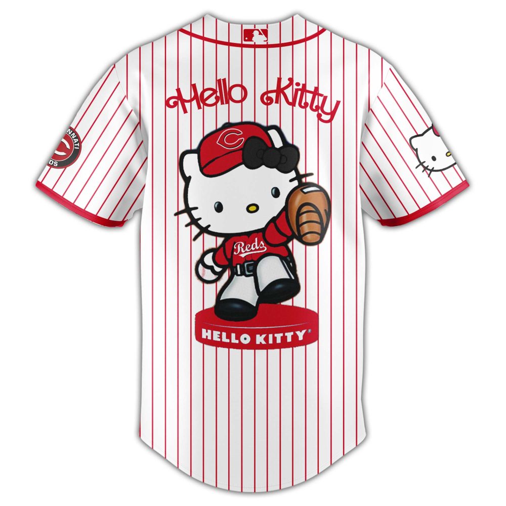 Hello Kitty X Reds Baseball Jersey – Cute Sports Style - Image 3