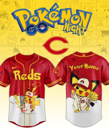 Custom Pokémon Baseball Jersey - Pikachu Reds Edition For Fans