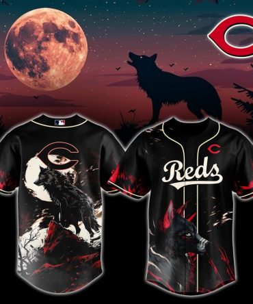 Limited Edition Reds Wolf Moon Baseball Jersey - Bold Design, Perfect Gift!