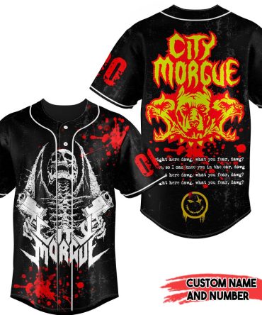 Customizable City Morgue Baseball Jersey – Unique Graphic Design, Personal Name & Number