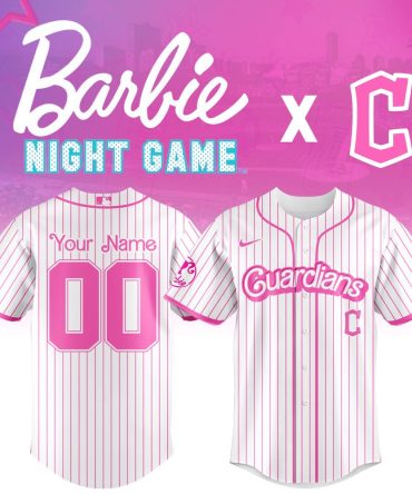 Customizable Barbie Night Game Guardians Jersey - Pink Pinstripes, Personalized Name & Number