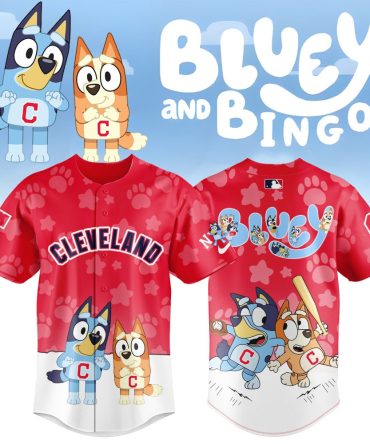 Bluey & Bingo Kids' Baseball Jersey - Cleveland Paw Print Design, Fun & Comfortable!