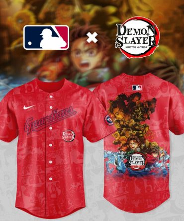 Limited Edition Guardians X Demon Slayer Baseball Jersey - Red Anime Fan Gear