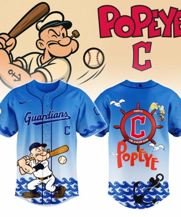 Limited Edition Popeye Guardians Baseball Jersey – Vibrant Blue Cartoon Design