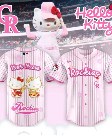 Custom Hello Kitty Rockies Baseball Jersey – Personalized Name, Cute & Stylish Gift!