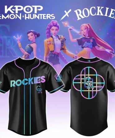 Limited Edition K-Pop Demon Hunters X Rockies Baseball Jersey - Stylish Black & Neon Design