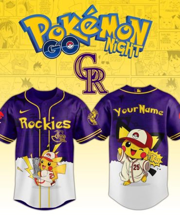 Custom Pokémon Baseball Jersey - Pikachu Rockies Design, Personalize With Your Name!