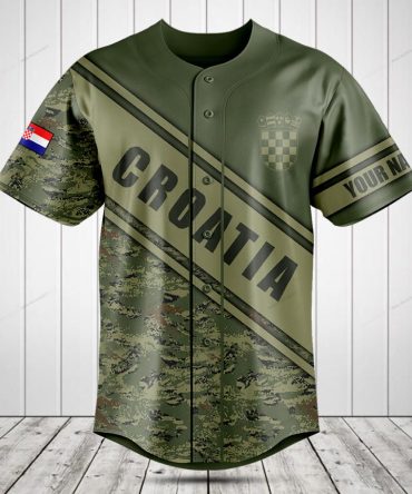 Custom Croatia Camo Baseball Jersey – Personalized Name & Flag Design, Unisex Sportswear