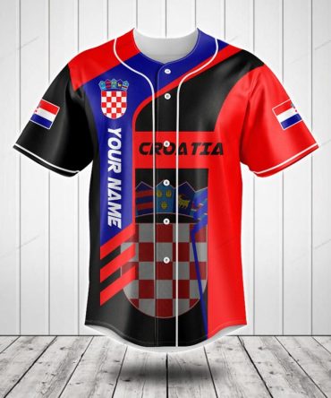 Custom Croatia Flag Baseball Jersey - Personalized Name & Number, Unisex Sportswear