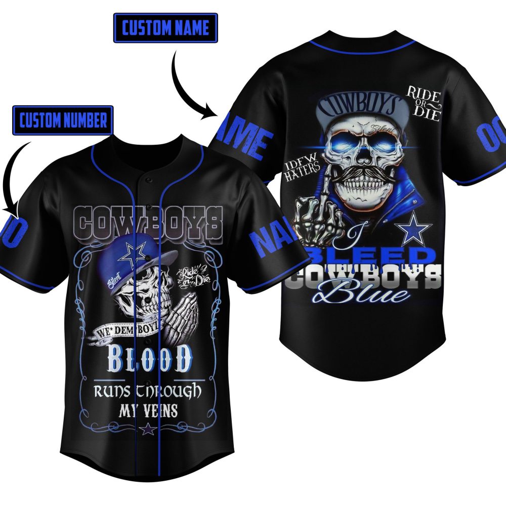 Custom Cowboys Jersey - Skull Graphic, Personalized Name & Number, Unique Sportswear