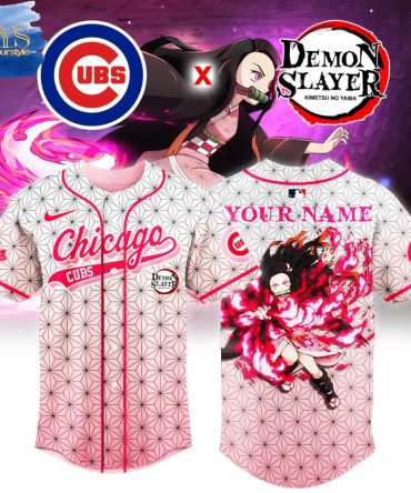 Custom Chicago Cubs X Demon Slayer Baseball Jersey – Personalized Anime Fan Gear