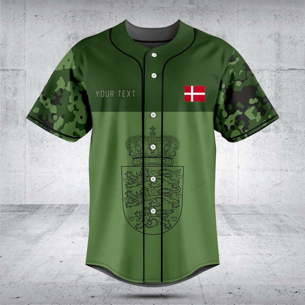 Custom Denmark Camo Baseball Jersey - Personalized Sportswear With Flag & Crest