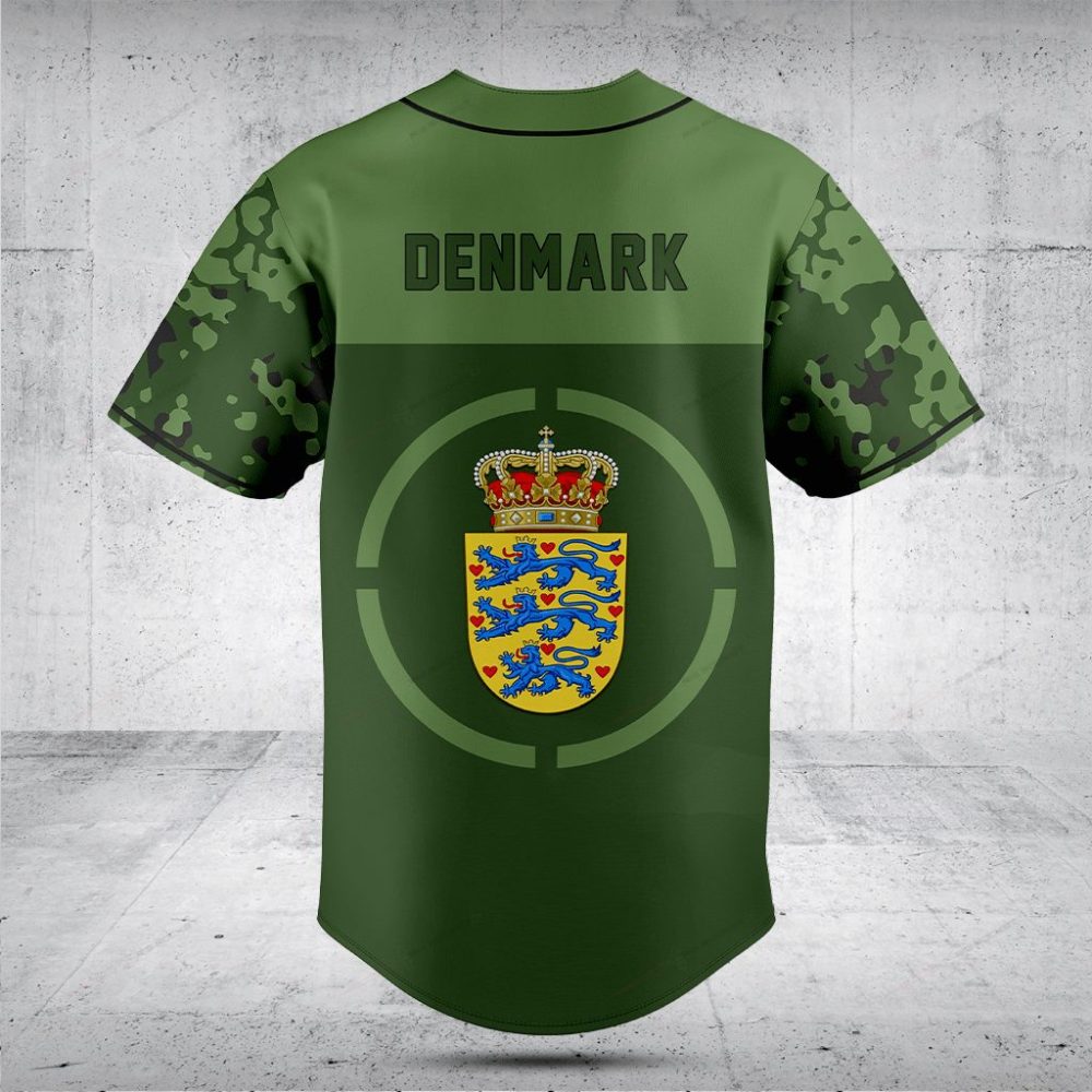 Custom Denmark Camo Baseball Jersey - Personalized Sportswear With Flag & Crest - Image 2