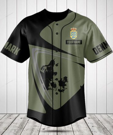 Custom Denmark Baseball Jersey - Personalized Name & Map Design - Stylish Fan Apparel