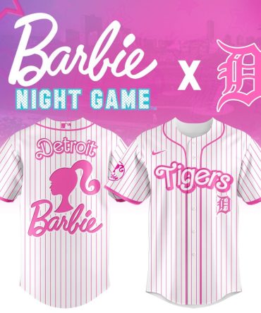 Limited Edition Barbie Night Game Detroit Tigers Jersey - Pink/White Stripes
